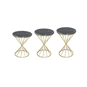 Brc Ri̇voli̇ 14069 Zigon Metal Gold Renk Kaplama Siyah Mermer Temper Cam El Yapım
