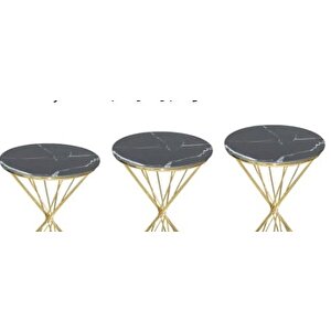 Brc Ri̇voli̇ 14069 Zigon Metal Gold Renk Kaplama Siyah Mermer Temper Cam El Yapım