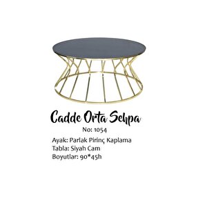 Brc Cadde 13852 Zigon-orta Sehpa Model Metal Gold Renk Kaplama Siyah Temper Cam