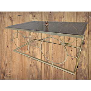 Orta Sehpa Zlf 14087 Halka Model Metal Ayak Gold Renk Kaplama Cam Tabla El Yapım