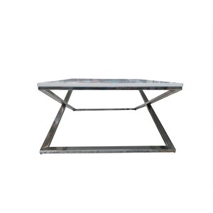 Orta Sehpa X 13658 Çapraz Model Metal Nikelaj Ayak Parlak Beyaz Tabla El Yapım