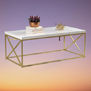 Orta Sehpa 19323 Ogem Çapraz Model Metal Transmisyon Çelik Gold Kaplama El Yapım