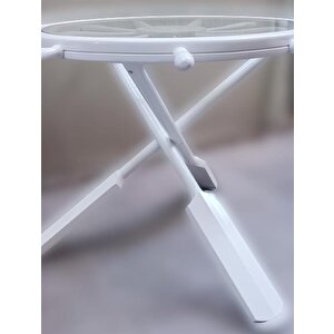 Orta Sehpa 13825 Dümen Model Kayın Çapraz X Ayak Parlak Beyaz Lake Boya El Yapım