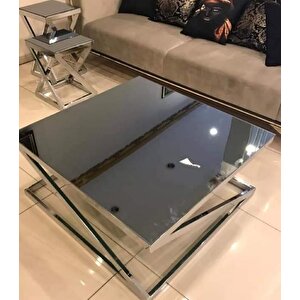 Orta-zigon 19702 Zlf Sehpa Model Tk El Yapımı Krom Kaplam Füme Temper Cam El Yapı
