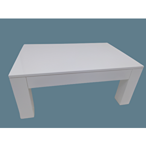 Orta Sehpa 14568 Model Ahşap Kutu Ayak Mdf Parlak Beyaz Lake Boya Tabla El Yapım