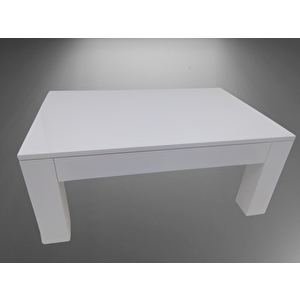 Orta Sehpa 14568 Model Ahşap Kutu Ayak Mdf Parlak Beyaz Lake Boya Tabla El Yapım