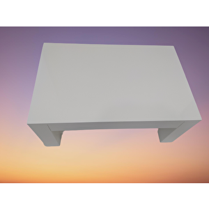 Orta Sehpa 14568 Model Ahşap Kutu Ayak Mdf Parlak Beyaz Lake Boya Tabla El Yapım