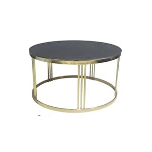 Brc Orta Sehpa C Model Düz Siyah Temper Cam Metal Gold Renk Kaplama Ayak El Yapım