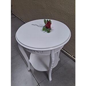 Fiskos 13816 Oyma Model Parlak Kaplama Kayın Ayak Parlak Beyaz  Mdf Tabla El Yapı