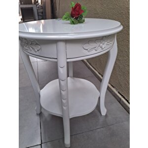 Fiskos 13816 Oyma Model Parlak Kaplama Kayın Ayak Parlak Beyaz  Mdf Tabla El Yapı