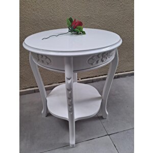 Fiskos 13816 Oyma Model Parlak Kaplama Kayın Ayak Parlak Beyaz  Mdf Tabla El Yapı