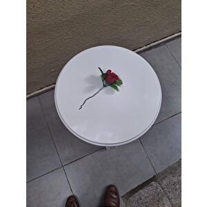 Fiskos 13816 Oyma Model Parlak Kaplama Kayın Ayak Parlak Beyaz  Mdf Tabla El Yapı