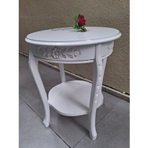 Fiskos 13816 Oyma Model Parlak Kaplama Kayın Ayak Parlak Beyaz  Mdf Tabla El Yapı