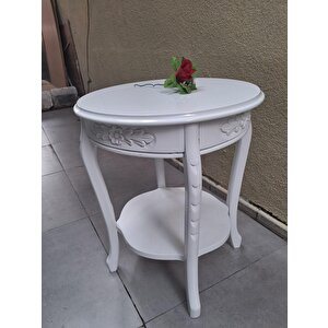 Fiskos 13816 Oyma Model Parlak Kaplama Kayın Ayak Parlak Beyaz  Mdf Tabla El Yapı