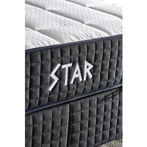 Star Yatak 140x200 Cm Çift Kişilik Nms Yaylı Saten Kumaşlı Full Ortopedik Sert Yatak Antrasit Bordür