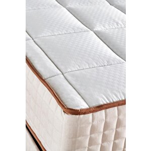 Star Yatak 150x200 Cm Çift Kişilik Nms Yaylı Saten Kumaşlı Full Ortopedik Sert Yatak Krem Bordür