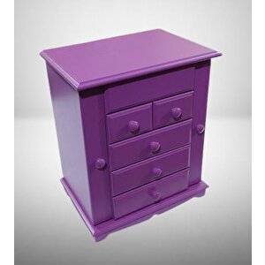 Hobi Takı Kutu Makyaj Şifonyer 90408 Model 9çekmece Parlak Mor Ahşap Mdf Elyapım