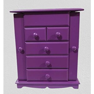 Hobi Takı Kutu Makyaj Şifonyer 90408 Model 9çekmece Parlak Mor Ahşap Mdf Elyapım