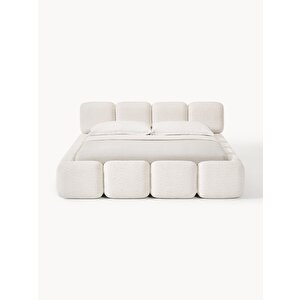 Mode Buklet 160 Cm. Döşemeli 2 Kişilik Baza Başlık Set 01 Beyaz Bukle Kumaş (evi̇ni̇ze Tesli̇m Kurulumlu)