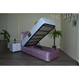 Baza Yatak Başlık 14237 Ful Ortapedik Yatak Taytüy Pembe Silin Metal 100*200