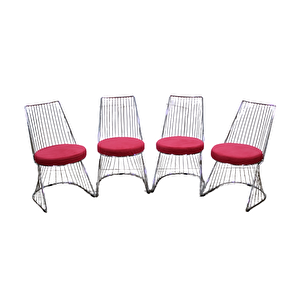 Masa 16609 Tel Sandalye Model Tk Metal Nikelaj Japon Ayak Temper Kırılmaz Manzar