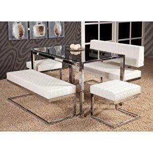 Masa-loca Bank Tk 17347 Model Metal Nikelaj Suni Deri Kırılmaz Temper Cam Masa