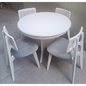 Masa Kutu Sandalye Zia Takım Model 90405 Kayın Parlak Beyaz Lake El Yapımı