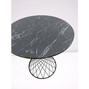 Masa 14574 Opti̇maly Pota Model Metal Çelik Siyah Renk Siyah Mermer Tabla El Yapım