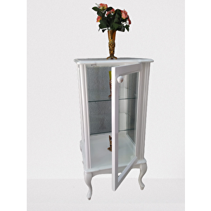 Gümüşlük Vitrin 18491 St Kare Model 98 Cm Parlak Beyaz Boya Kayın Aslan Ayk 2raf