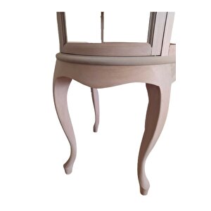 Gümüşlük Vitrin 18506 Yuvarlak Model 78 Ham Kayın Lüken Aslan Ayak 1 Raf El Yapım