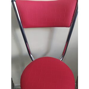Sandalye 14566 Bar Yüksek Pembe Fuşya 4ad Metal Nikelaj Suni Deri Döşeme El Yapım