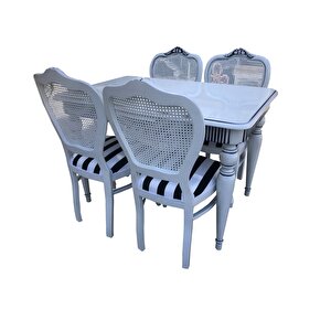 Masa 13810 Fiti̇l Tarak Açıl Masa Kapitone Hasirli Klasik Sandalye Torna Ayak Ort