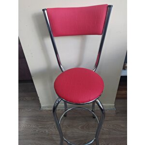 Sandalye St 4565 Bar Yüksek Pembe Fuşya 1ad Metal Çelik Nikelaj Suni Deri Döşeme