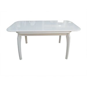 Masa Muz 12559 Klasik Model Kayın Ayak Parlak Beyaz Orta Açıl Sağlam Masa El Yapı