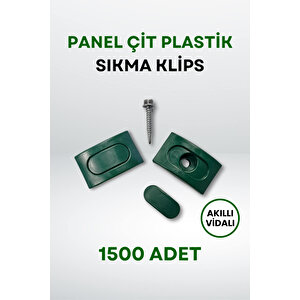 Panel Çit Plastik Sıkma Klips - Akıllı Vidalı (1500 Adet) - Yeşil Yeşil