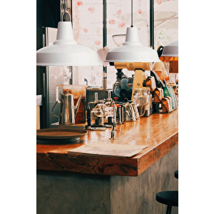 Grand Beyaz Metal Tekli Avize Sarkıt Salon Mutfak Ofis Cafe Butik Lamba Aydınlatma Avizeler