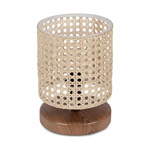 Rattan Başlıklı Rakkas Serisi Ahşap Tabanlı Mini Hazeran Abajur