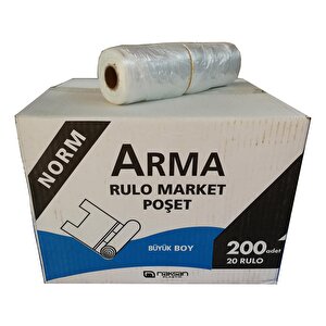 Rulo Şeffaf Market Poşet Torba - Hışır Atlet Poşet - Büyük Boy - 200 Adetlik 20 Rulo / Koli