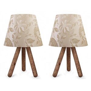 North Home Ahşap Ayaklı Abajur Pvc Başlık 2 ' Li Fırsat Ürünü Sarı