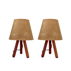 North Home Ahşap Ayaklı Abajur Pvc Başlık 2 ' Li Fırsat Ürünü Bej