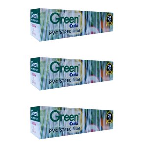 Green Pvc Streç Film Folyo - Gıdaya Uygun - 9 Mikron - 30 X 300 Metre - 3 Paket