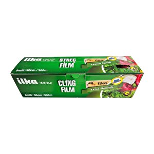 İlka Şeffaf Mutfak Rulo Streç Film Folyo - 30 Cm. X 300 Metre - Gıdaya Uygun - 3 Paket