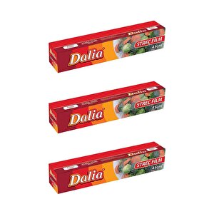 Dalia Şeffaf Mutfak Rulo Streç Film Folyo - 45 Cm. X 100 Metre - 8 Mikron - Gıdaya Uygun - 3 Paket