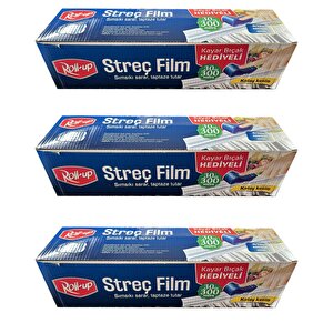 Roll-up Şeffaf Mutfak Rulo Streç Film Folyo - 30 Cm. X 300 Metre - Gıdaya Uygun - 3 Paket