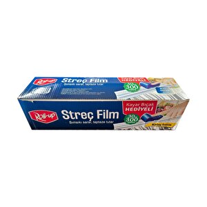 Roll-up Şeffaf Mutfak Rulo Streç Film Folyo - 30 Cm. X 300 Metre - Gıdaya Uygun - 3 Paket