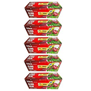 İlka Şeffaf Mutfak Rulo Streç Film Folyo - 30 Cm. X 500 Metre - Gıdaya Uygun - 5 Paket