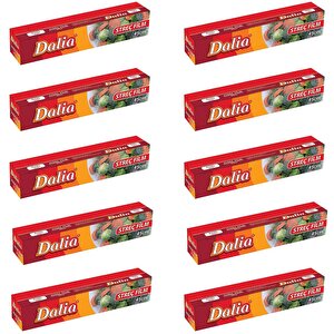 Dalia Şeffaf Mutfak Rulo Streç Film Folyo - 45 Cm. X 100 Metre - 8 Mikron - Gıdaya Uygun - 10 Paket