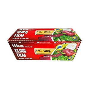 İlka Şeffaf Mutfak Rulo Streç Film Folyo - 30 Cm. X 500 Metre - Gıdaya Uygun - 1 Paket