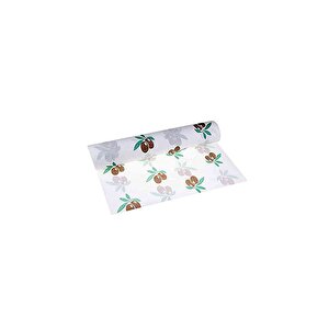 Roll-up Tek Kullanımlık Kağıt Laminelli Masa Örtüsü - 100x150 Cm. - Zeytin Desenli -16 Yaprak 1 Rulo