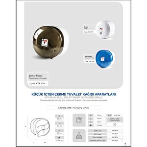 A Form Kta 109 Küçük İçten Çekme Cimri Tuvalet Kağıt Dispenseri Aparatı - Şeffaf Füme - Plastik